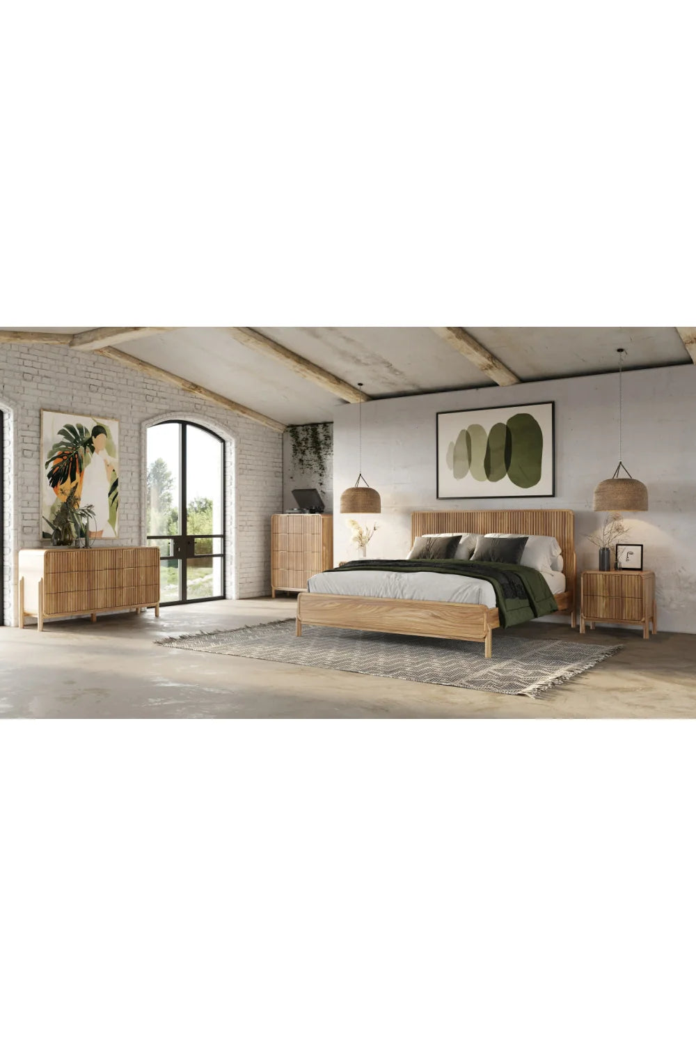 Luxury Modern Natural Oak Bed European Style for Villa