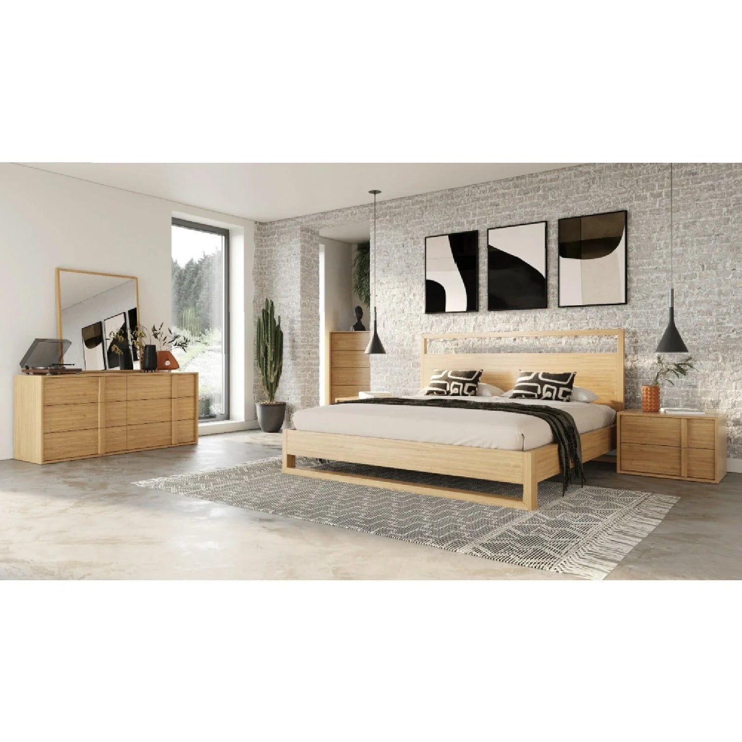 Luxury Modern Natural Oak Bed European Style for Villa
