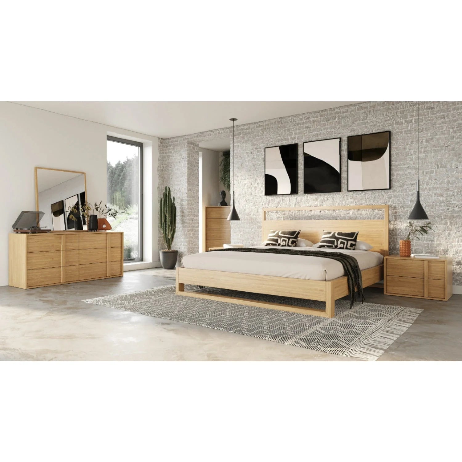 Luxury Modern Natural Oak Bed European Style for Villa