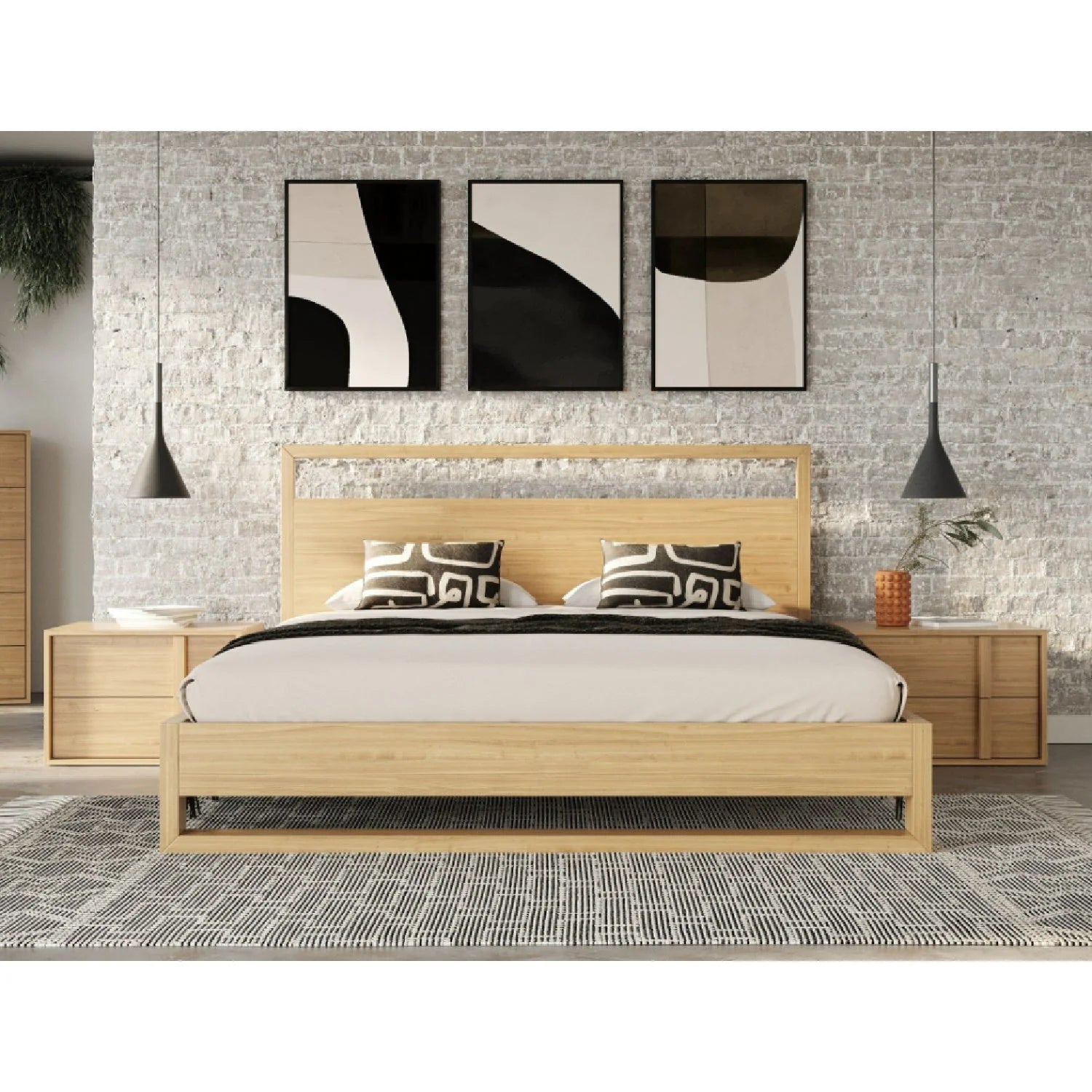 Luxury Modern Natural Oak Bed European Style for Villa