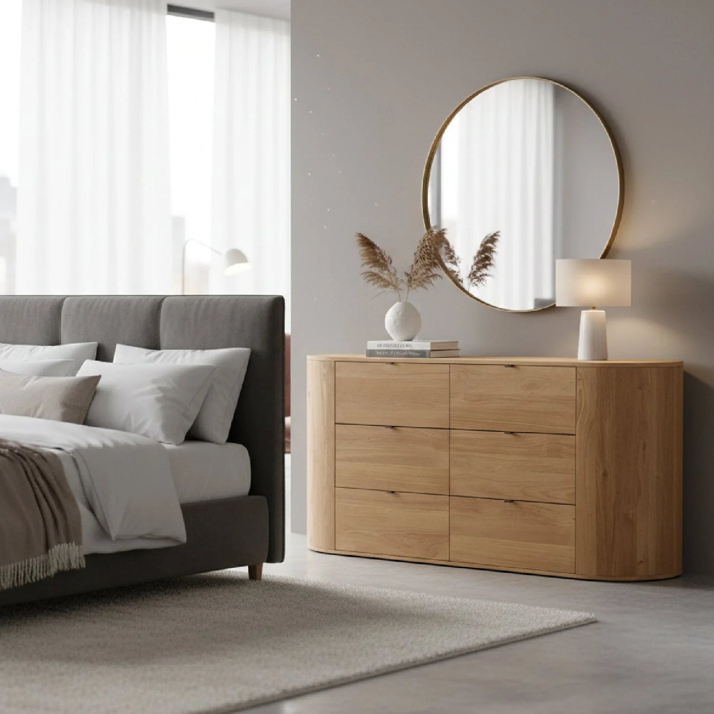 Luxury Modern Natural Oak Dresser European Style for Villa