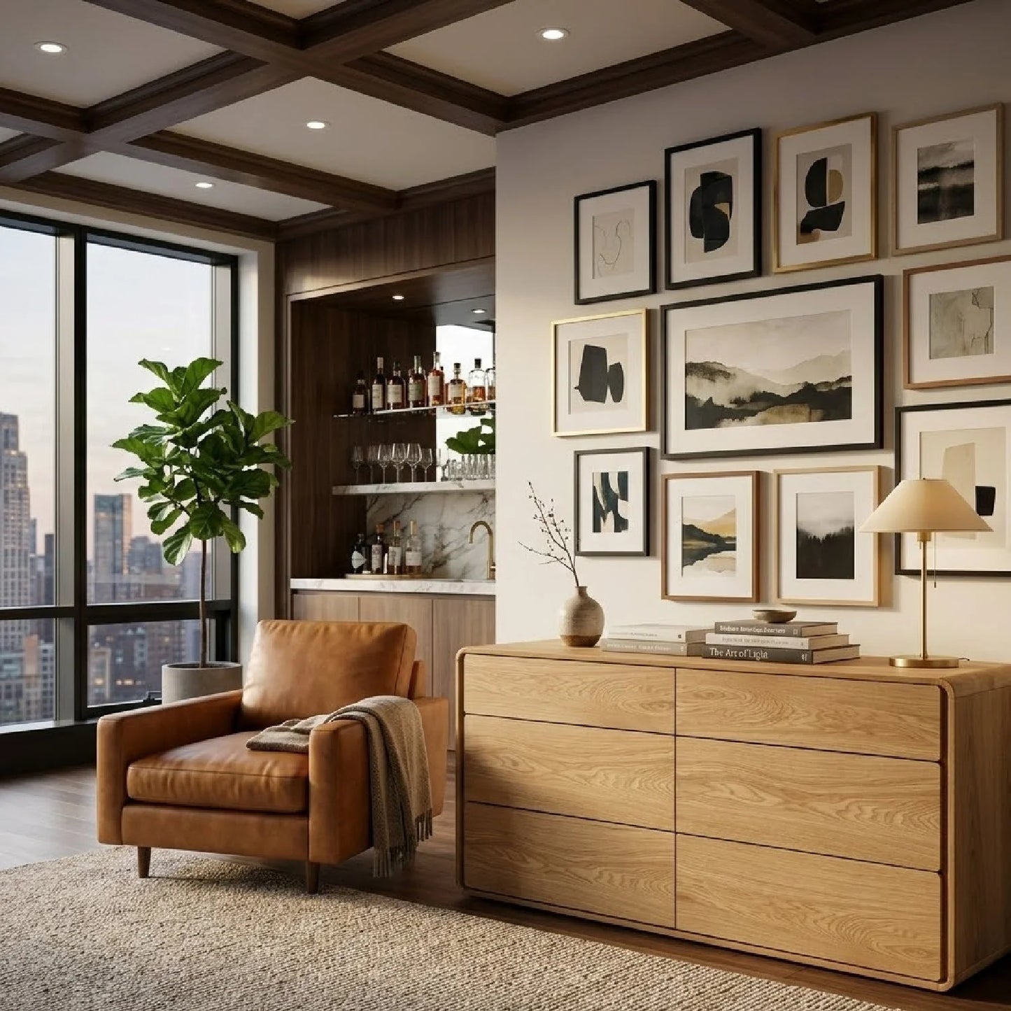 Luxury Modern Natural Oak Dresser European Style for Villa