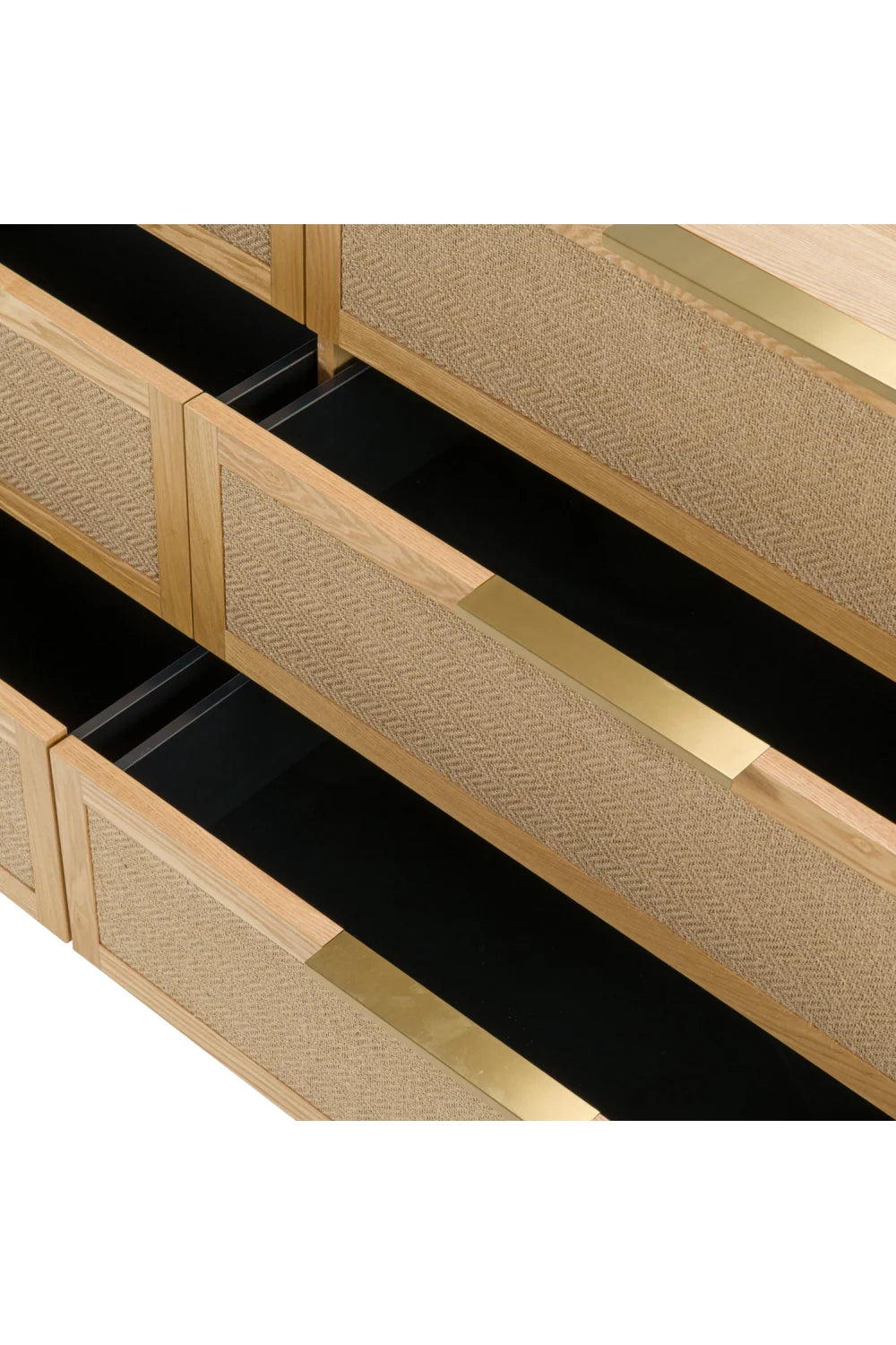 Luxury Modern Natural Rattan 6-Drawer Dresser European Style for Villa