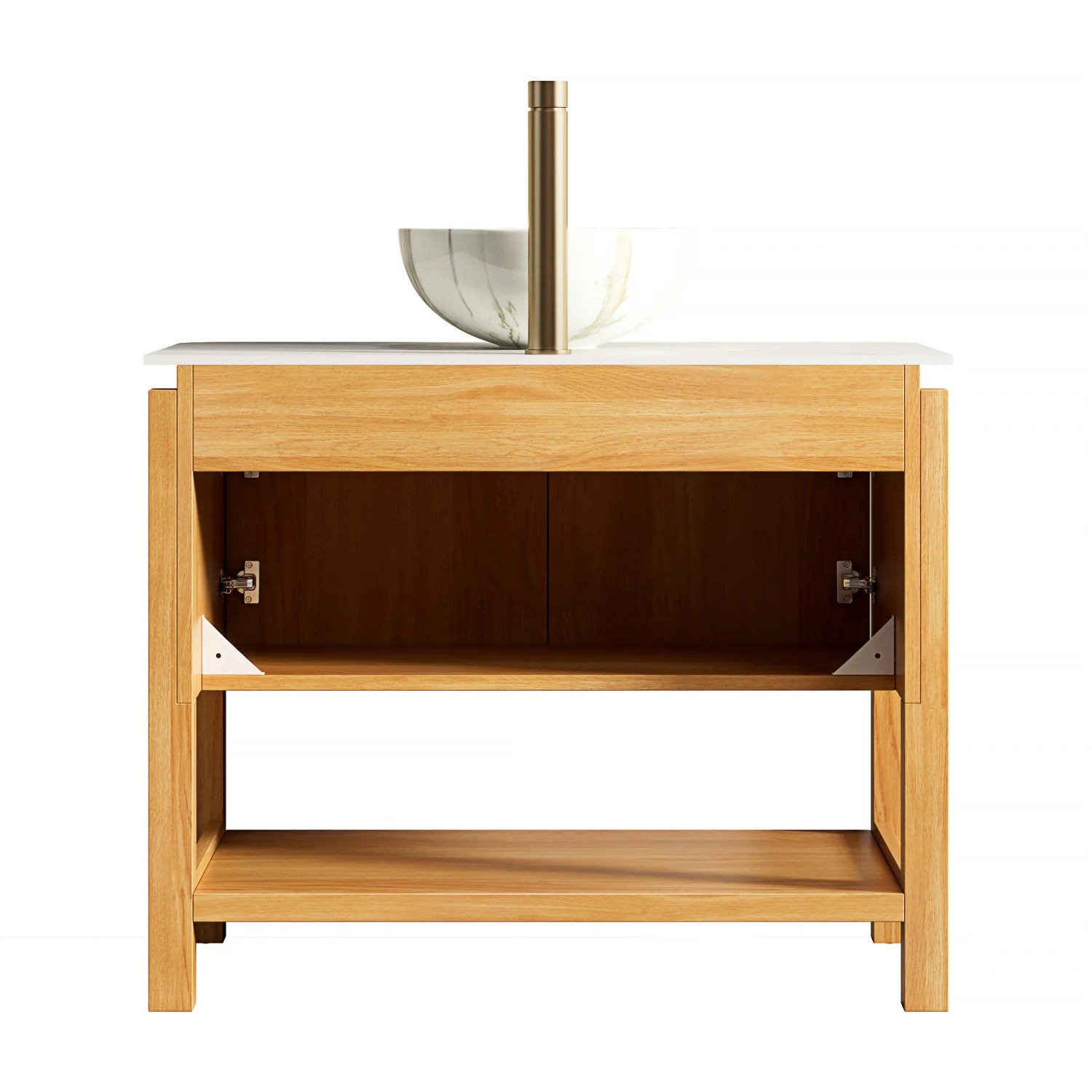 Luxury Modern Natural Wood Bathroom Vanity European Style for Villa