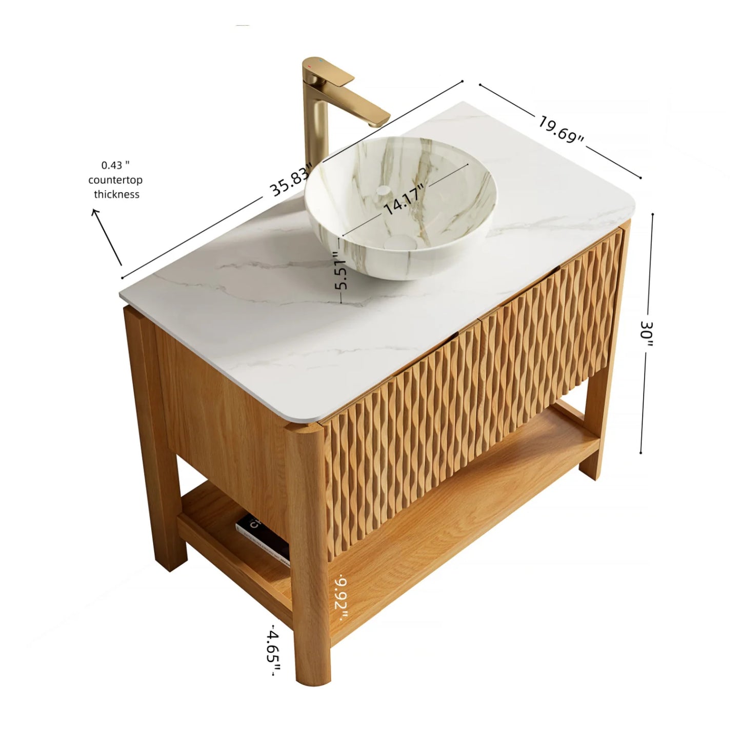 Luxury Modern Natural Wood Bathroom Vanity European Style for Villa