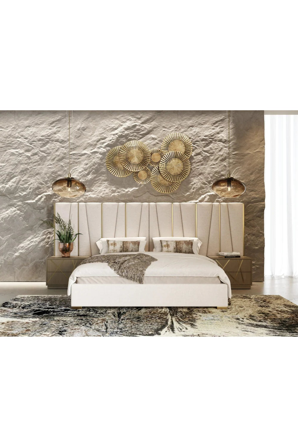 Luxury Modern Nixa 2-Drawer Nightstand European Style for Villa