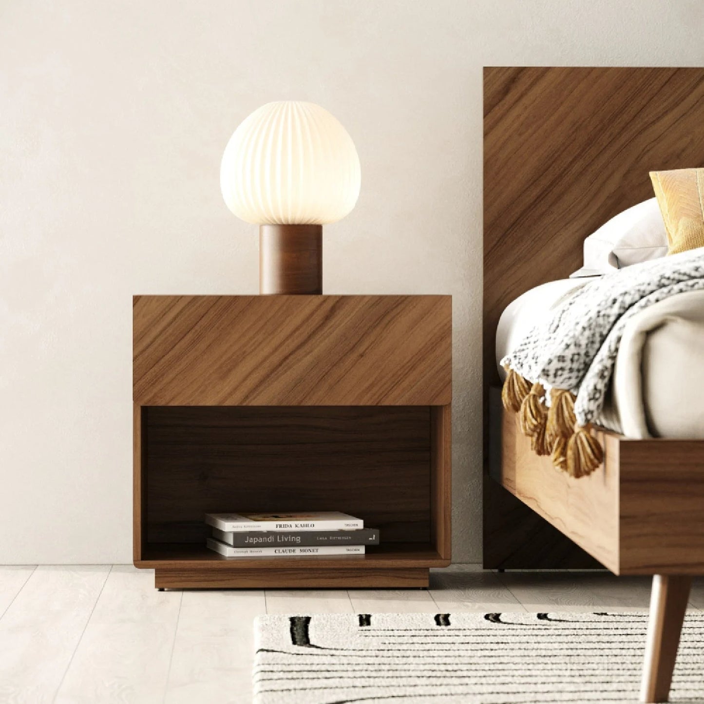Luxury Modern Nova Walnut Veneer Nightstand European Style for Villa