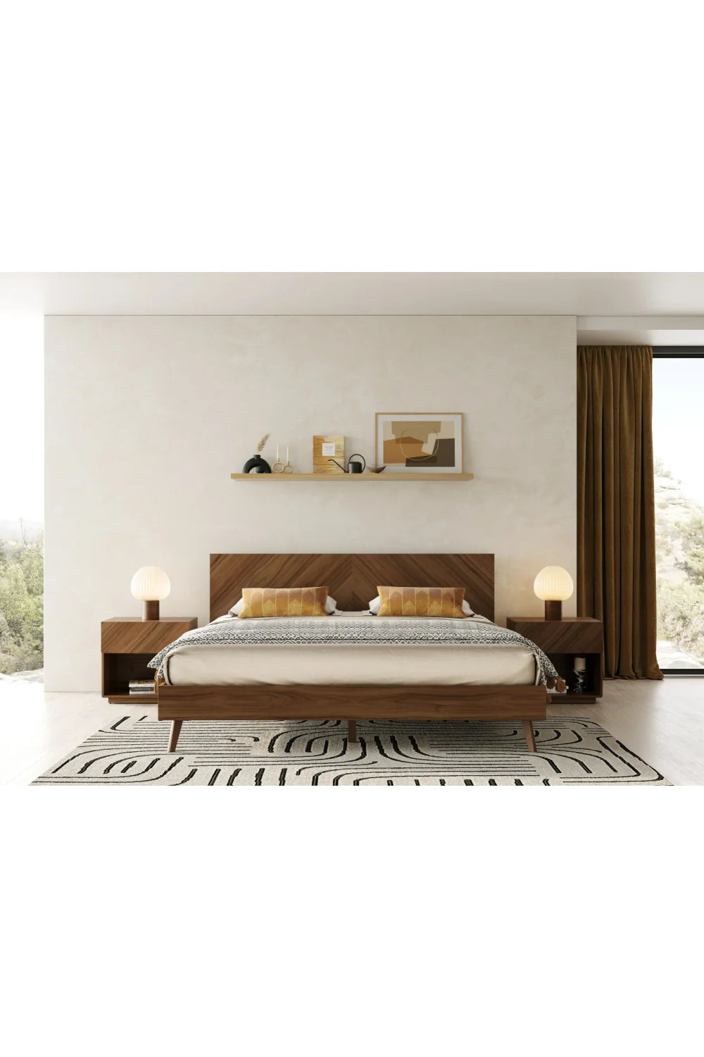 Luxury Modern Nova Walnut Veneer Nightstand European Style for Villa