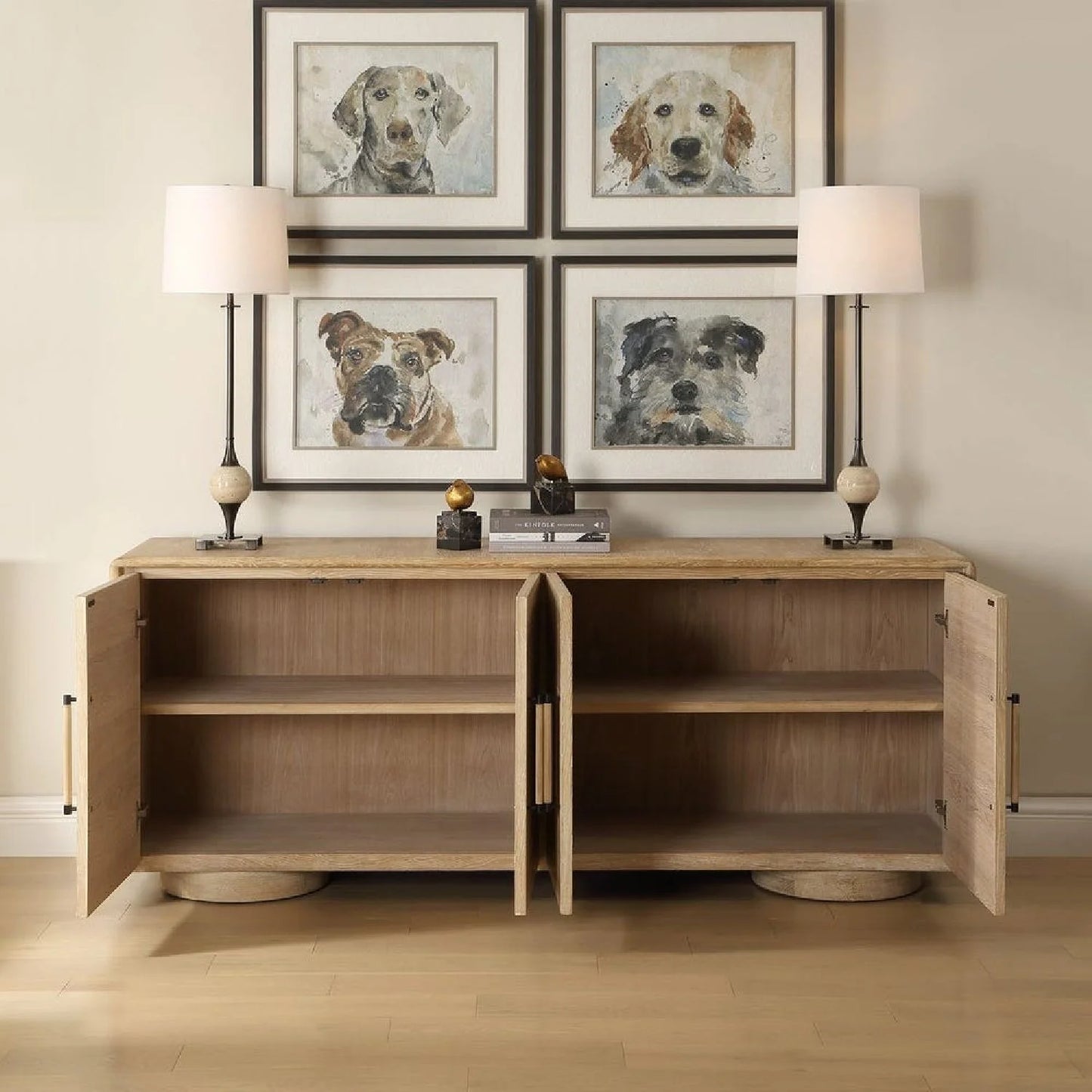 Luxury Modern Oak 4-Door Cabinet European Style for Villa