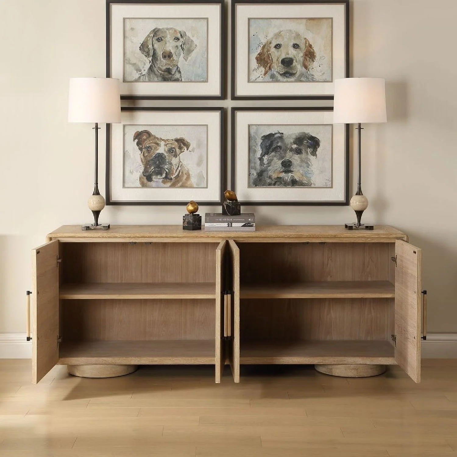 Luxury Modern Oak 4-Door Cabinet European Style for Villa