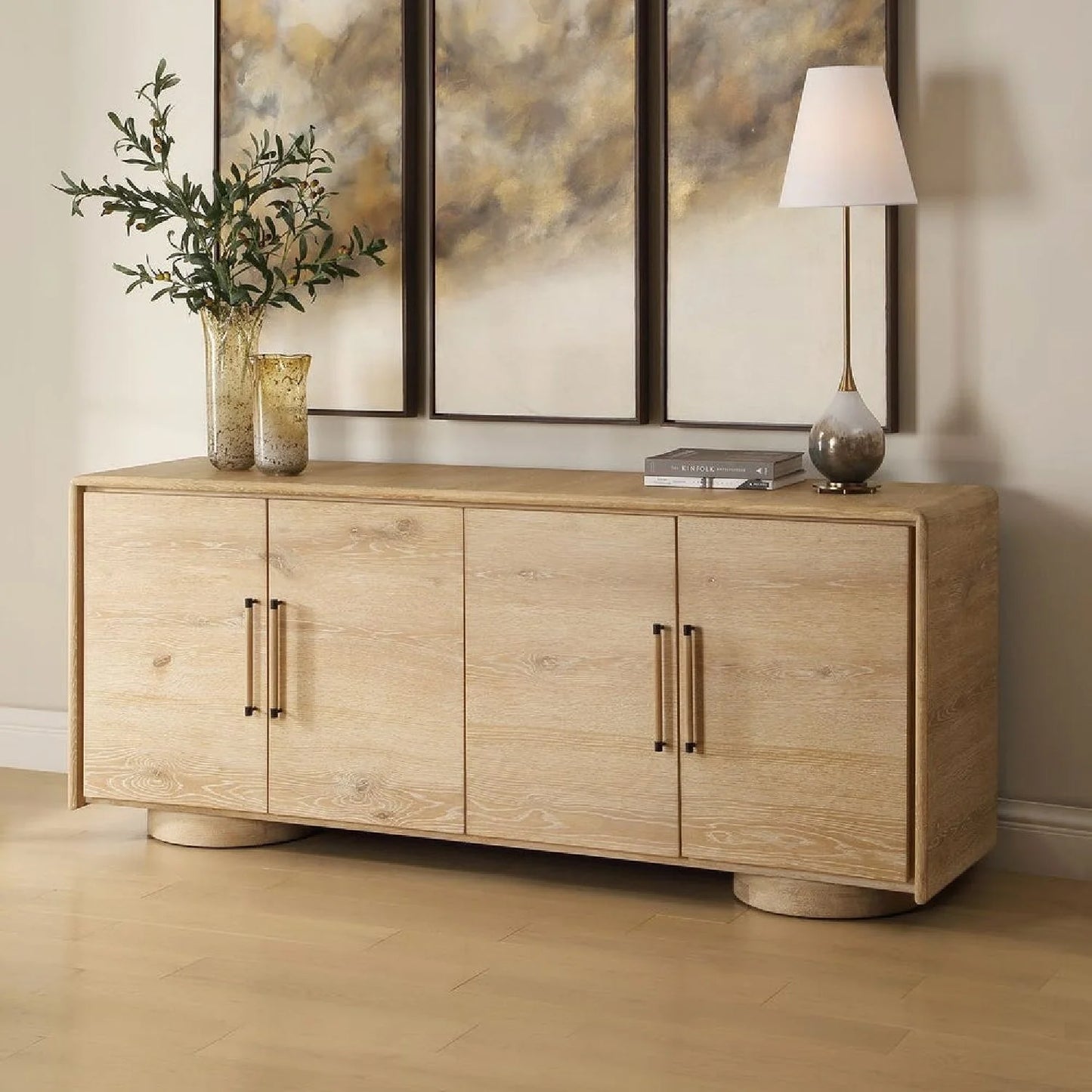 Luxury Modern Oak 4-Door Cabinet European Style for Villa