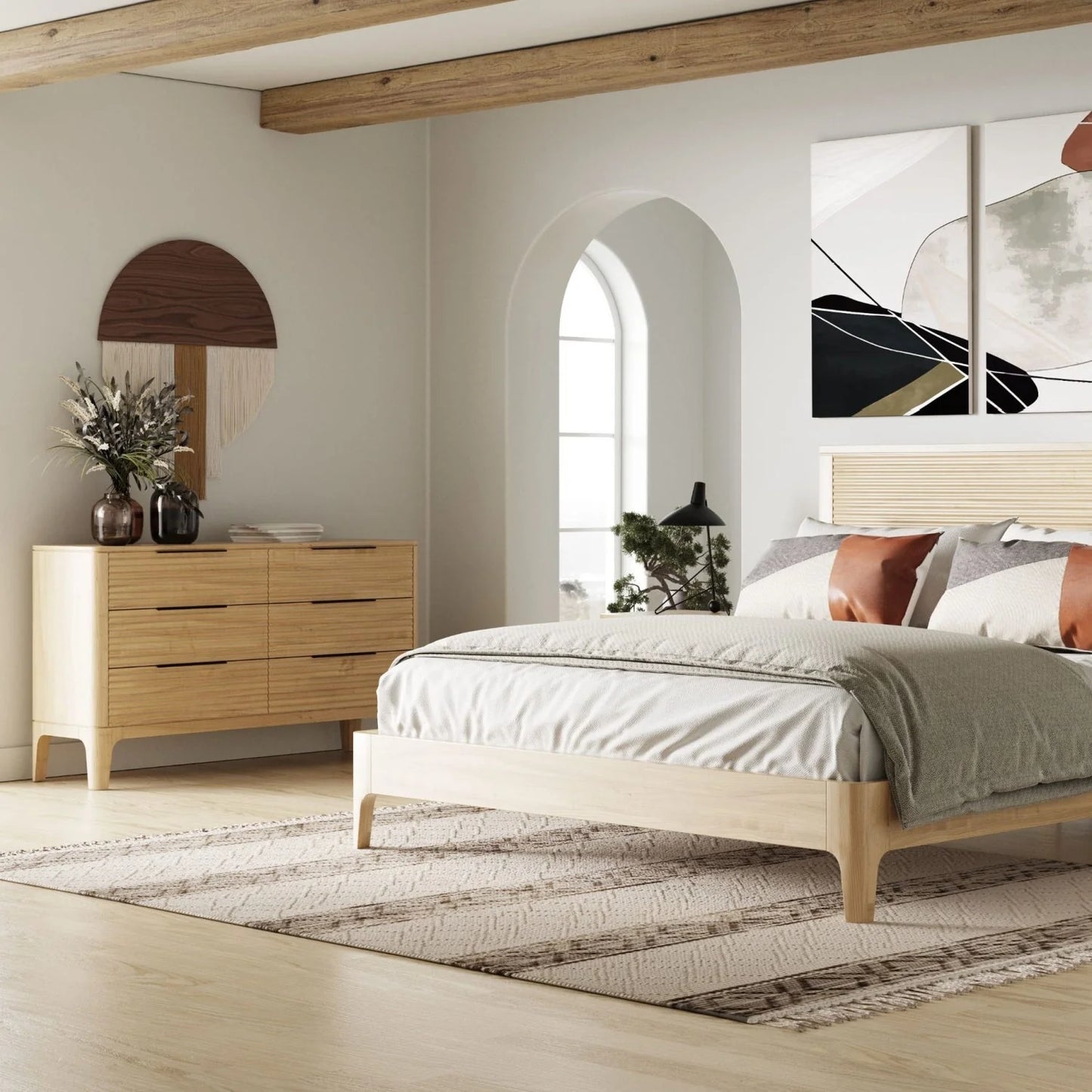 Luxury Modern Oak 6-Drawer Dresser European Style for Villa