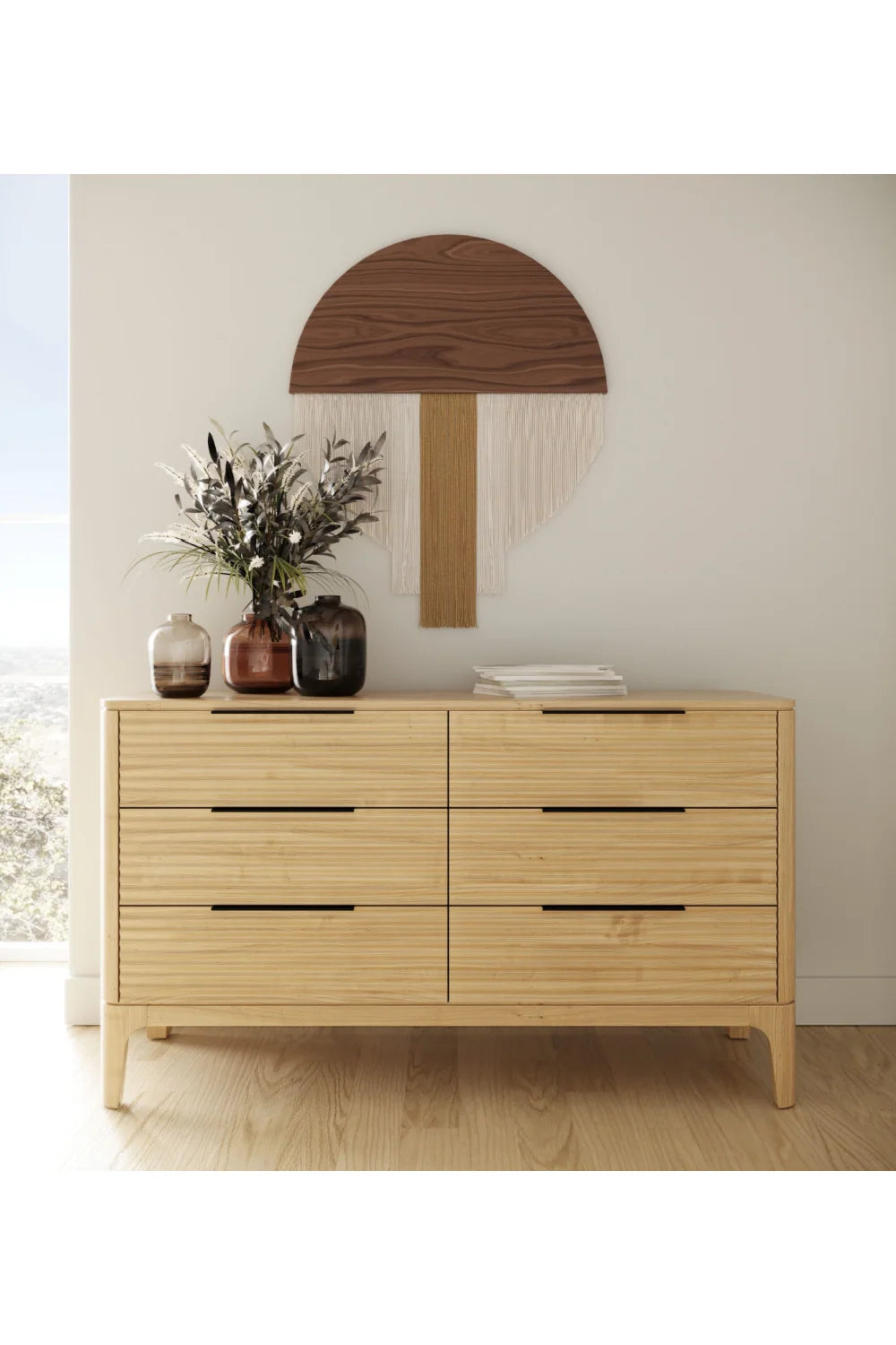 Luxury Modern Oak 6-Drawer Dresser European Style for Villa