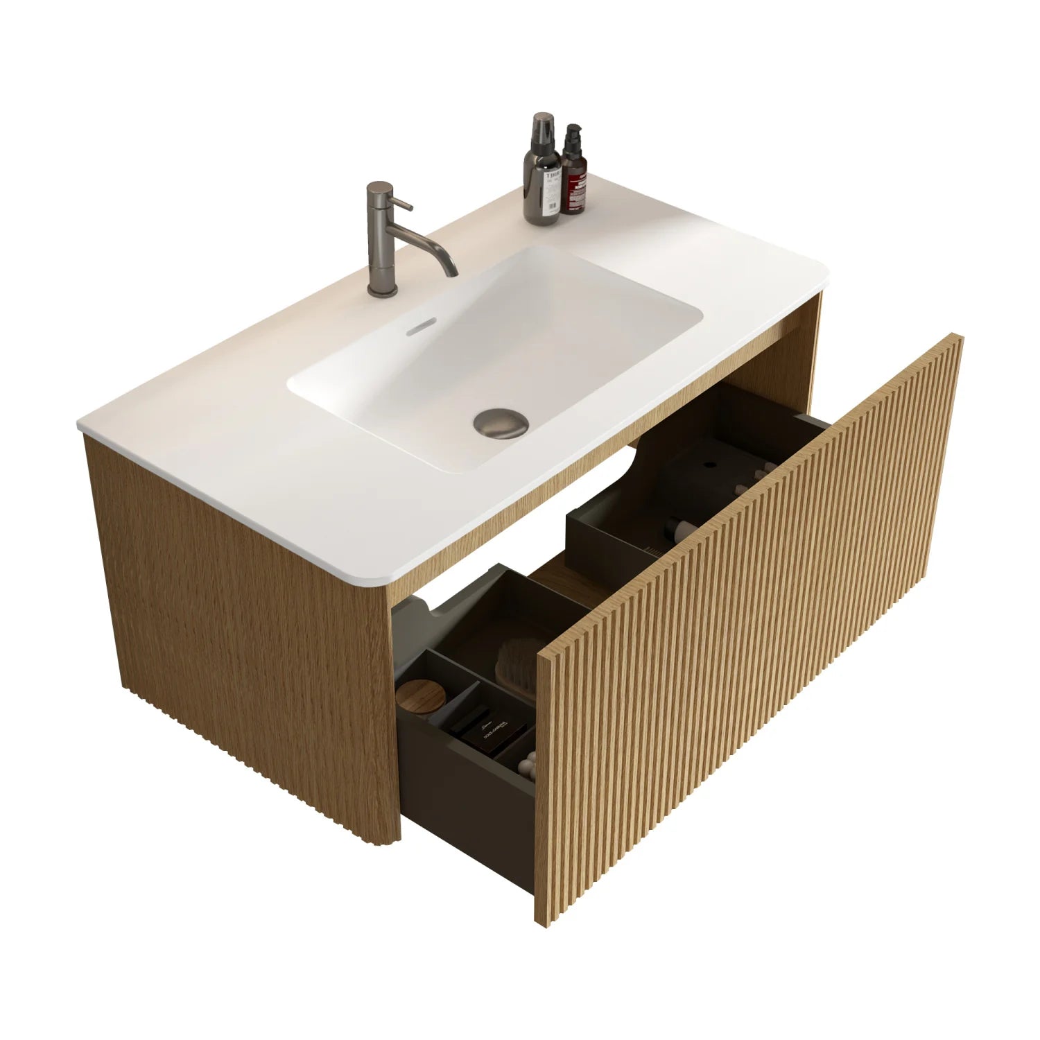 Luxury Modern Oak Bathroom Vanity European Style for Villa