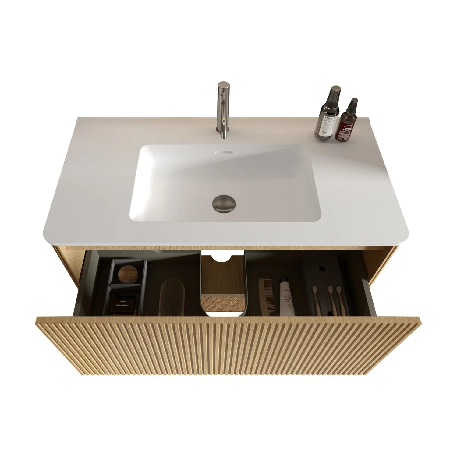Luxury Modern Oak Bathroom Vanity European Style for Villa