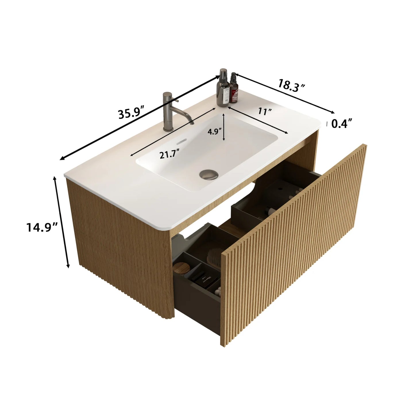 Luxury Modern Oak Bathroom Vanity European Style for Villa
