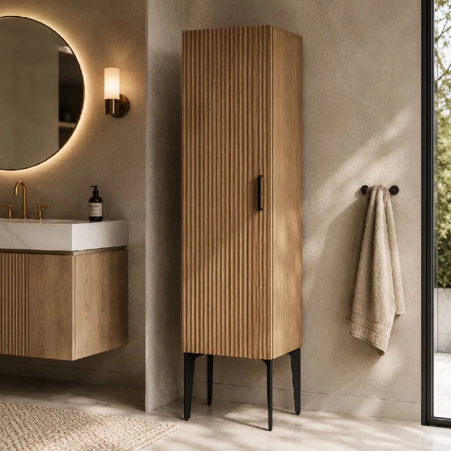Luxury Modern Oak Freestanding Side Cabinet European Style for Villa
