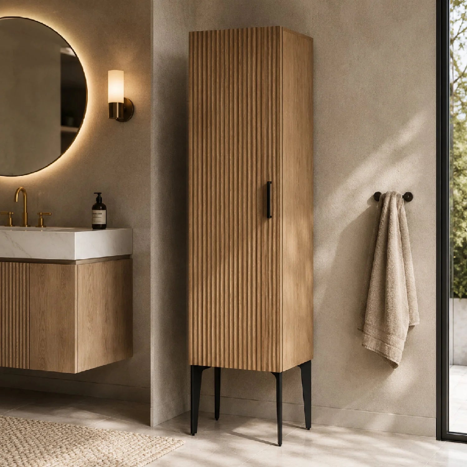 Luxury Modern Oak Freestanding Side Cabinet European Style for Villa