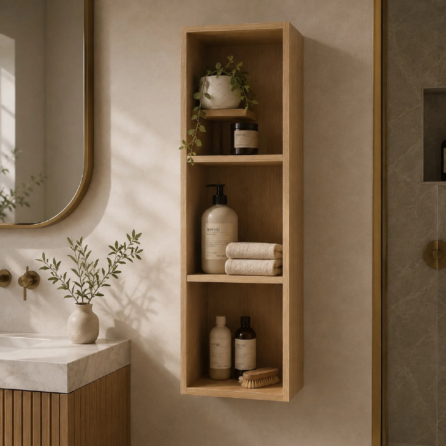 Luxury Modern Oak Storage Shelf European Style for Villa