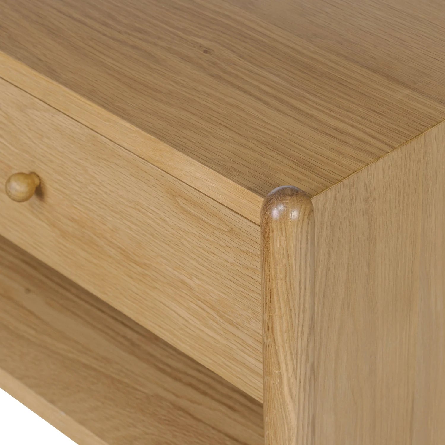 Luxury Modern Oak Veneer 1-Drawer Nightstand European Style for Villa