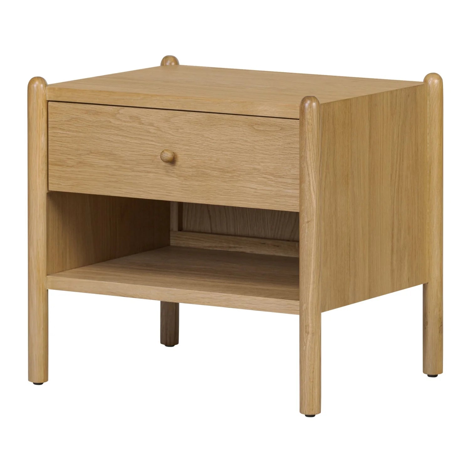 Luxury Modern Oak Veneer 1-Drawer Nightstand European Style for Villa