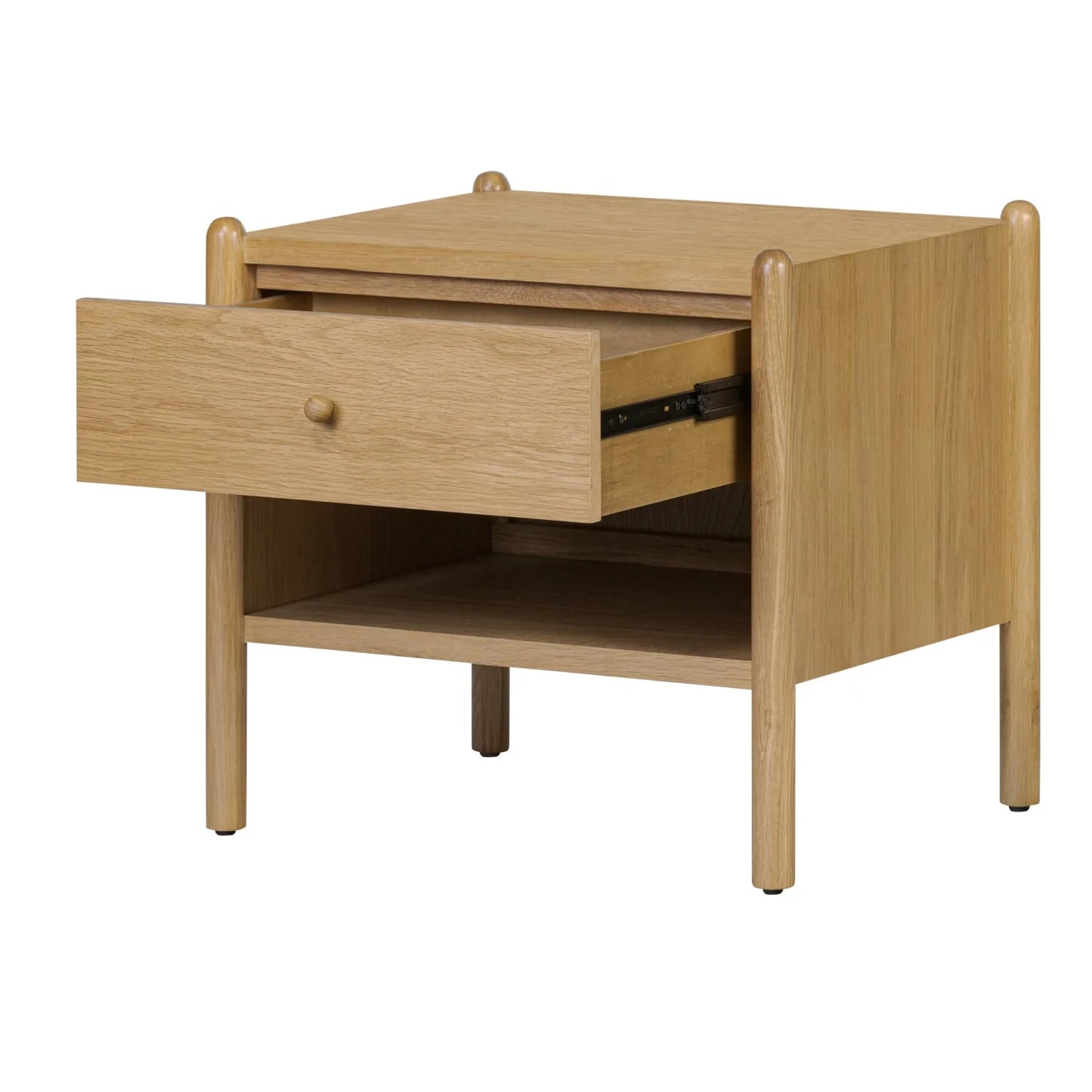 Luxury Modern Oak Veneer 1-Drawer Nightstand European Style for Villa