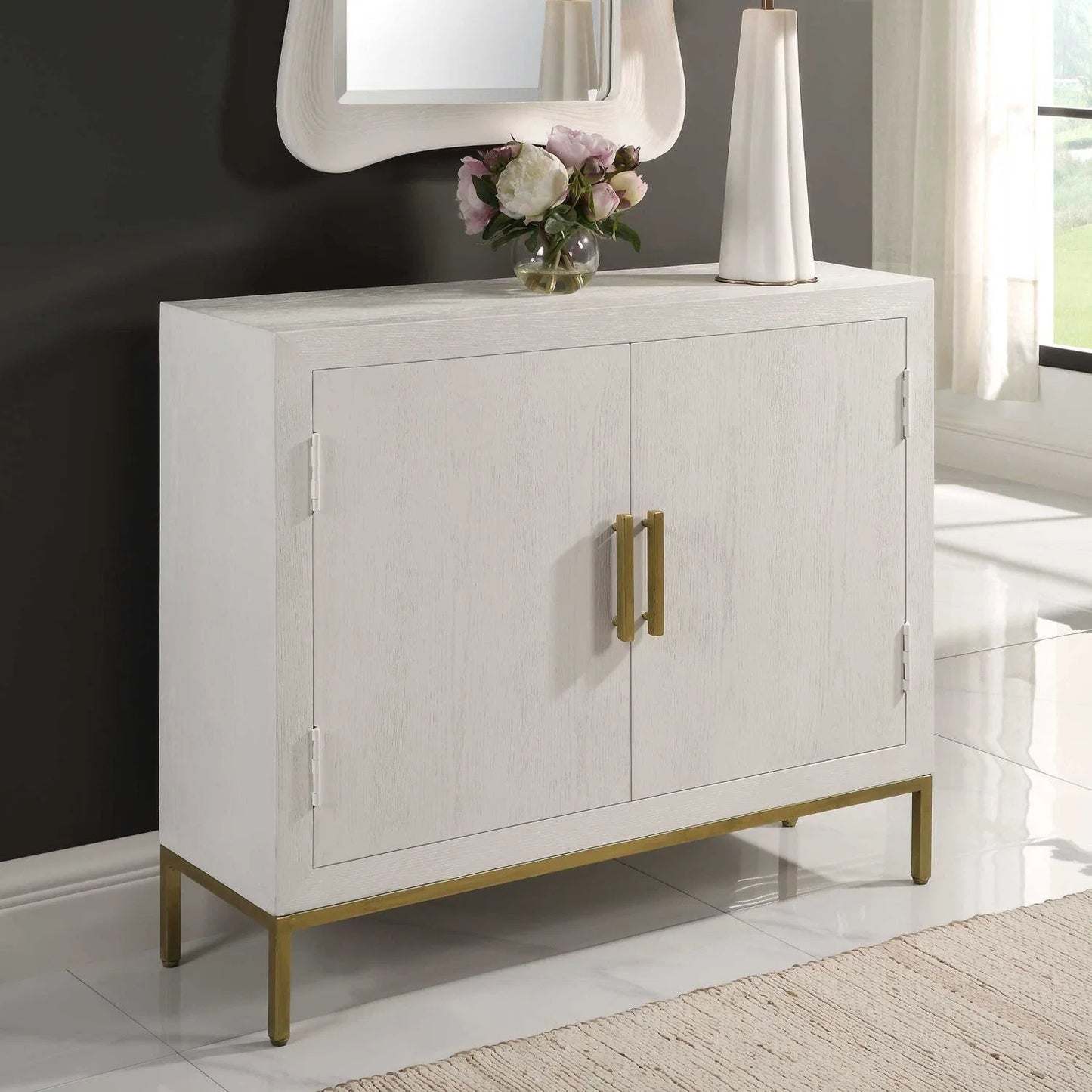 Luxury Modern Oak Wood 2-Door Cabinet European Style for Villa