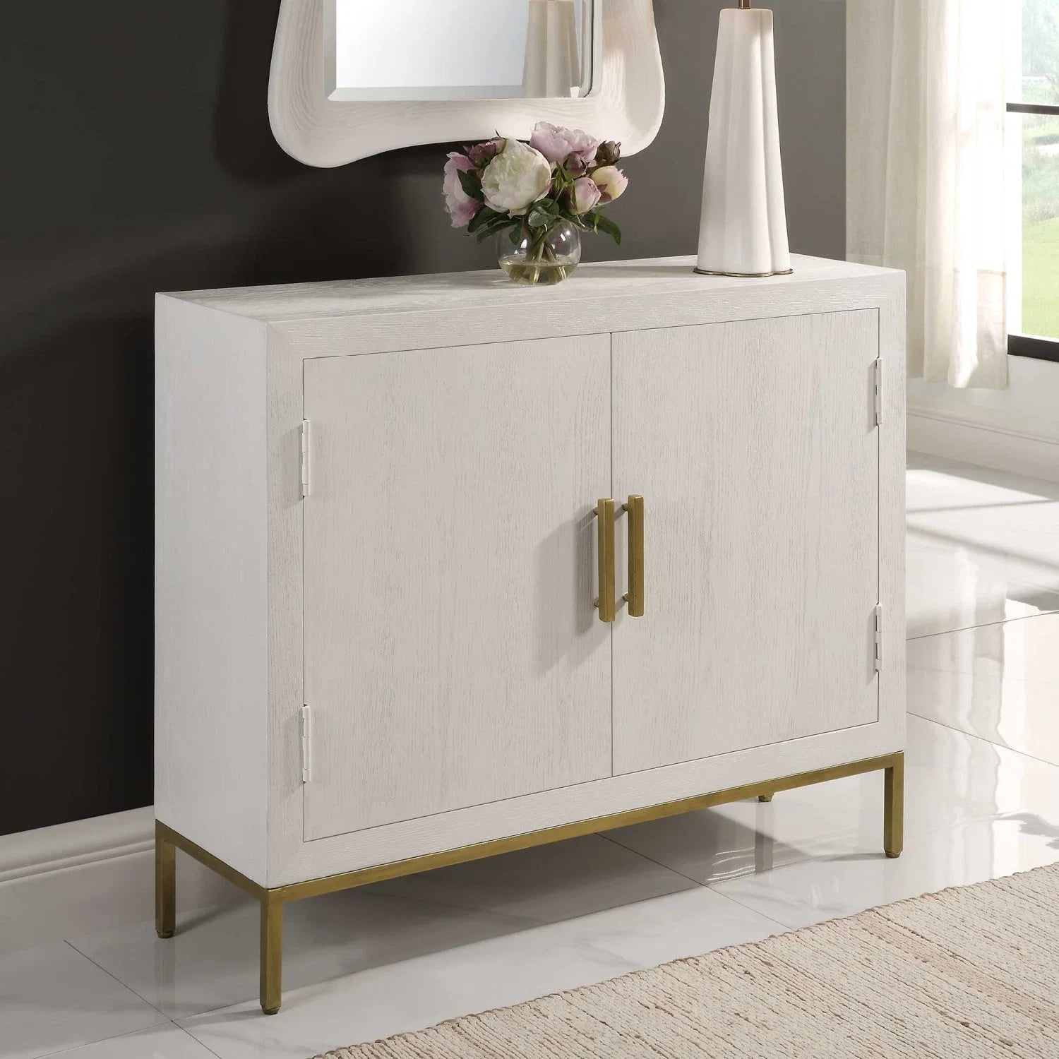 Luxury Modern Oak Wood 2-Door Cabinet European Style for Villa