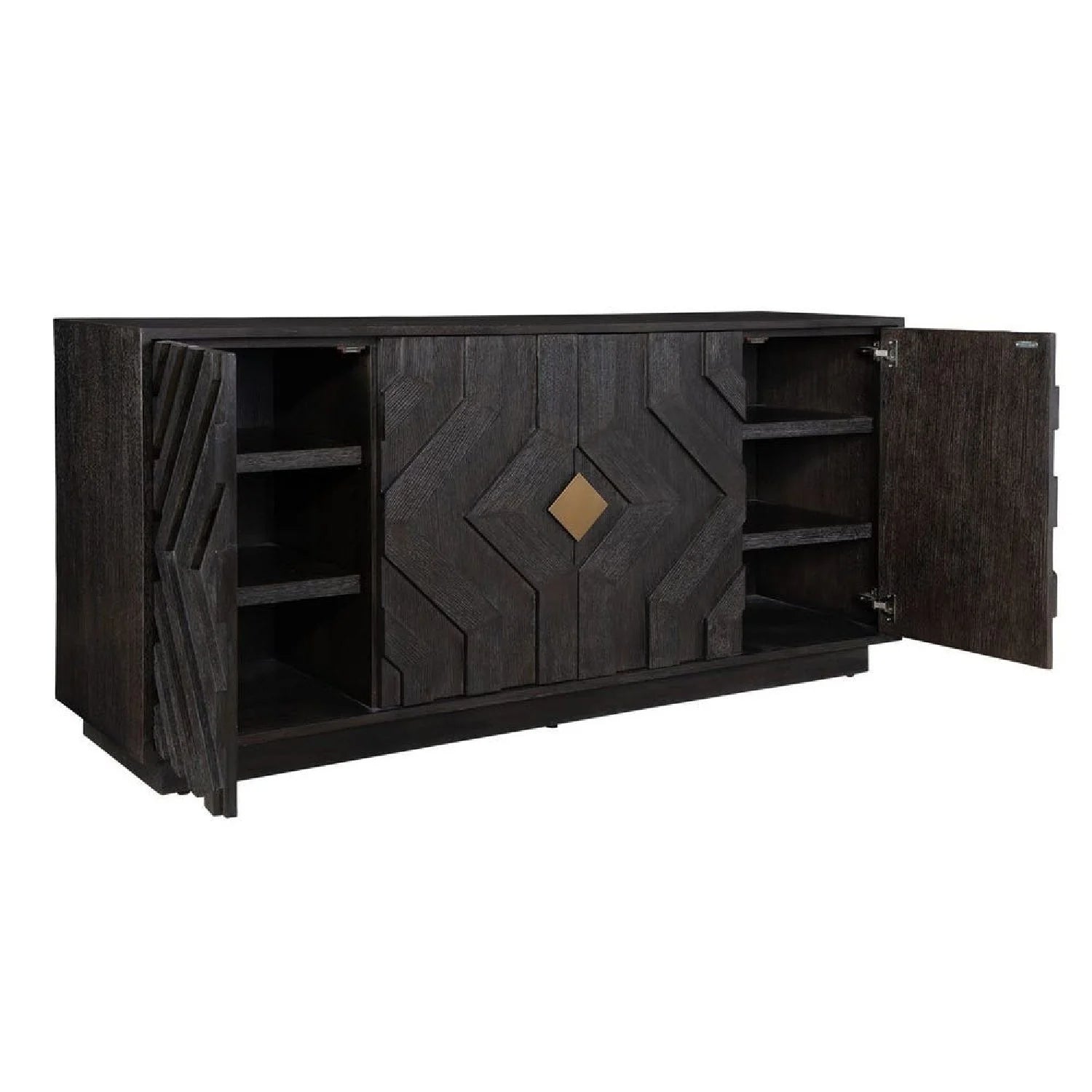Luxury Modern Oak Wood 4-Door Cabinet European Style for Villa