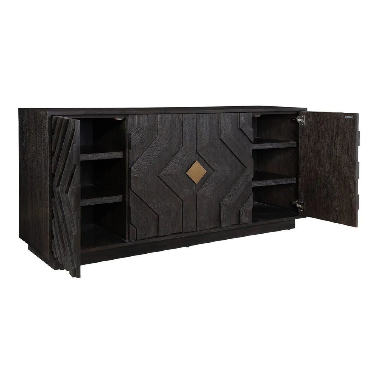 Luxury Modern Oak Wood 4-Door Cabinet European Style for Villa