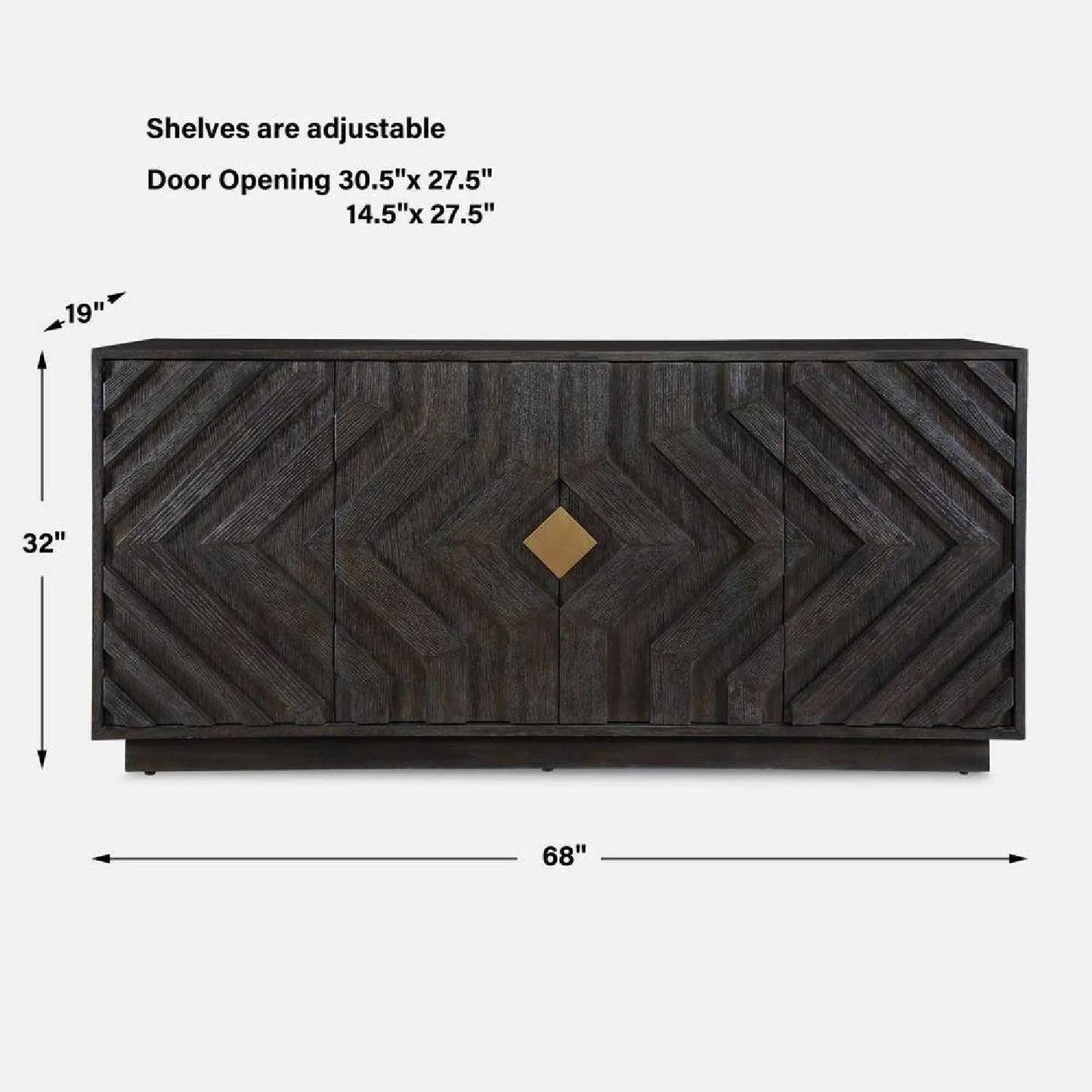 Luxury Modern Oak Wood 4-Door Cabinet European Style for Villa