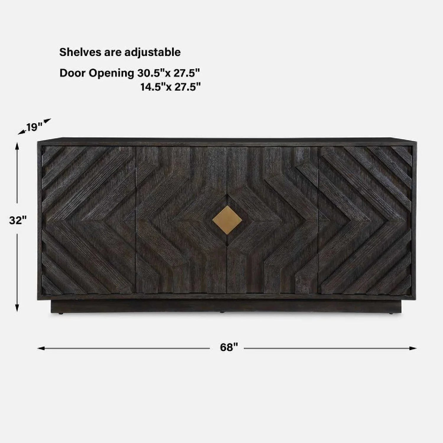 Luxury Modern Oak Wood 4-Door Cabinet European Style for Villa
