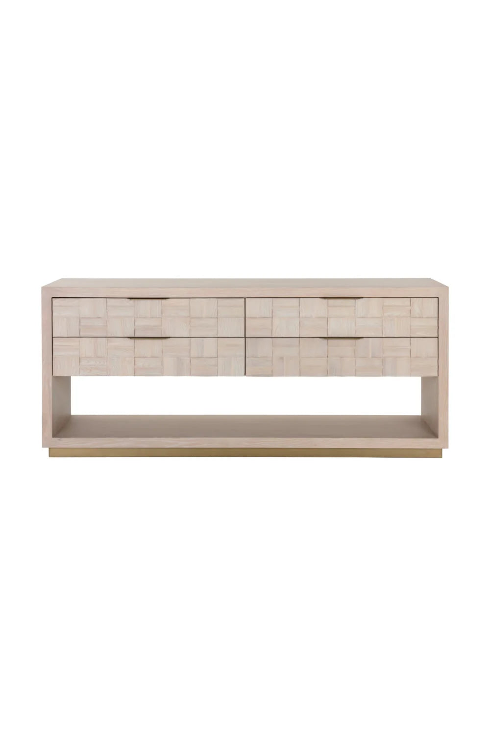 Luxury Modern Oak Wood Tile 4-Drawer Dresser European Style for Villa