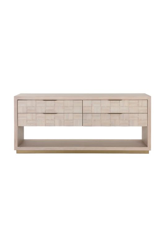 Luxury Modern Oak Wood Tile 4-Drawer Dresser European Style for Villa
