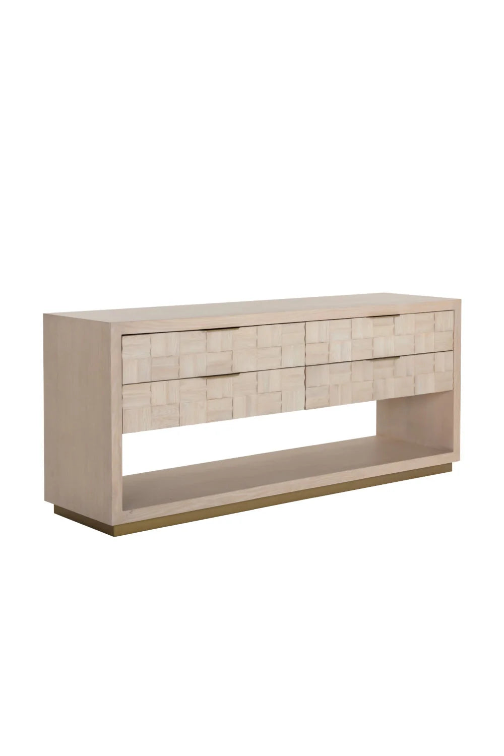 Luxury Modern Oak Wood Tile 4-Drawer Dresser European Style for Villa