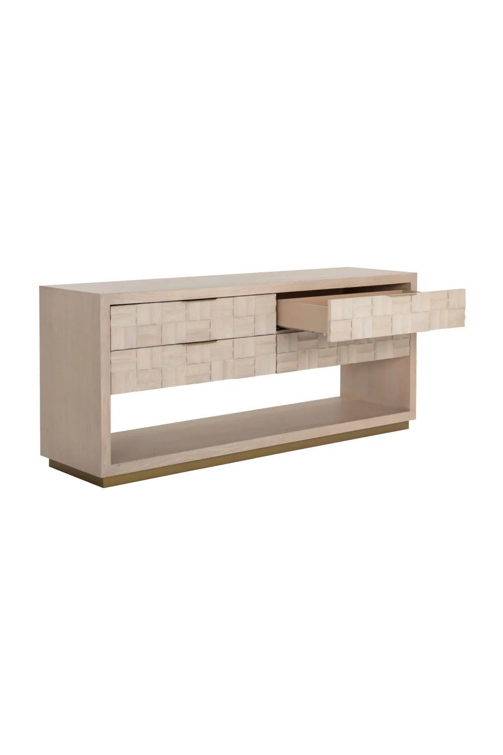 Luxury Modern Oak Wood Tile 4-Drawer Dresser European Style for Villa