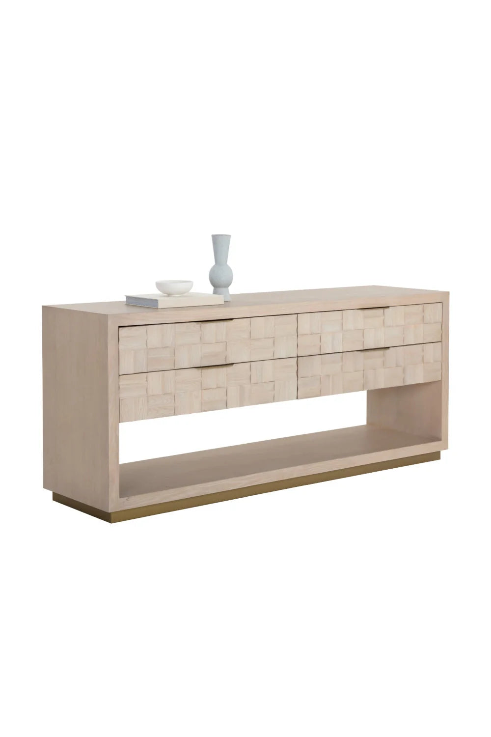 Luxury Modern Oak Wood Tile 4-Drawer Dresser European Style for Villa