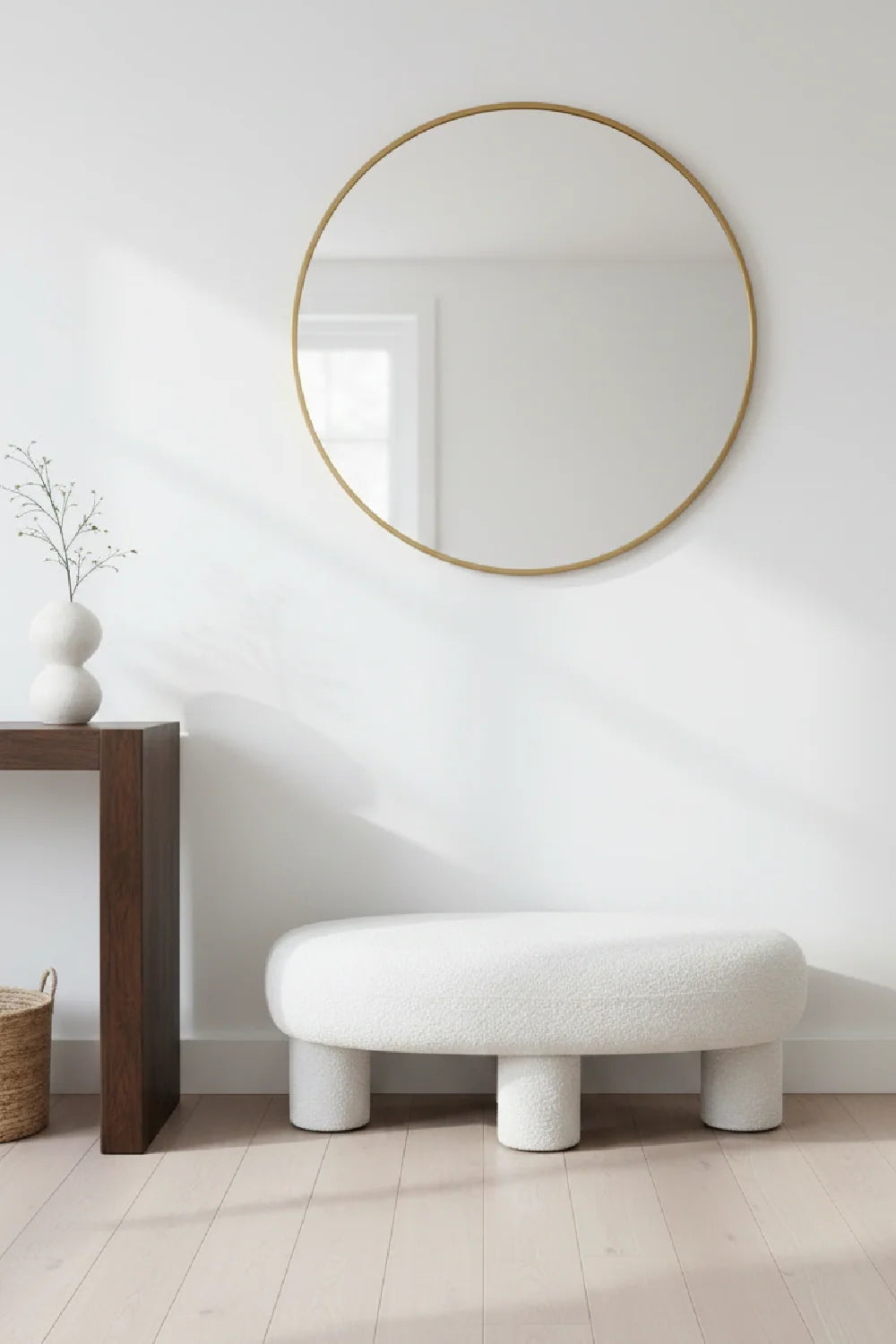 Luxury Modern Off-White Fabric Bench European Style for Villa