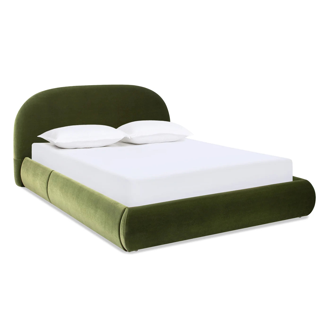 Luxury Modern Olive Green Upholstered Bed European Style for Villa