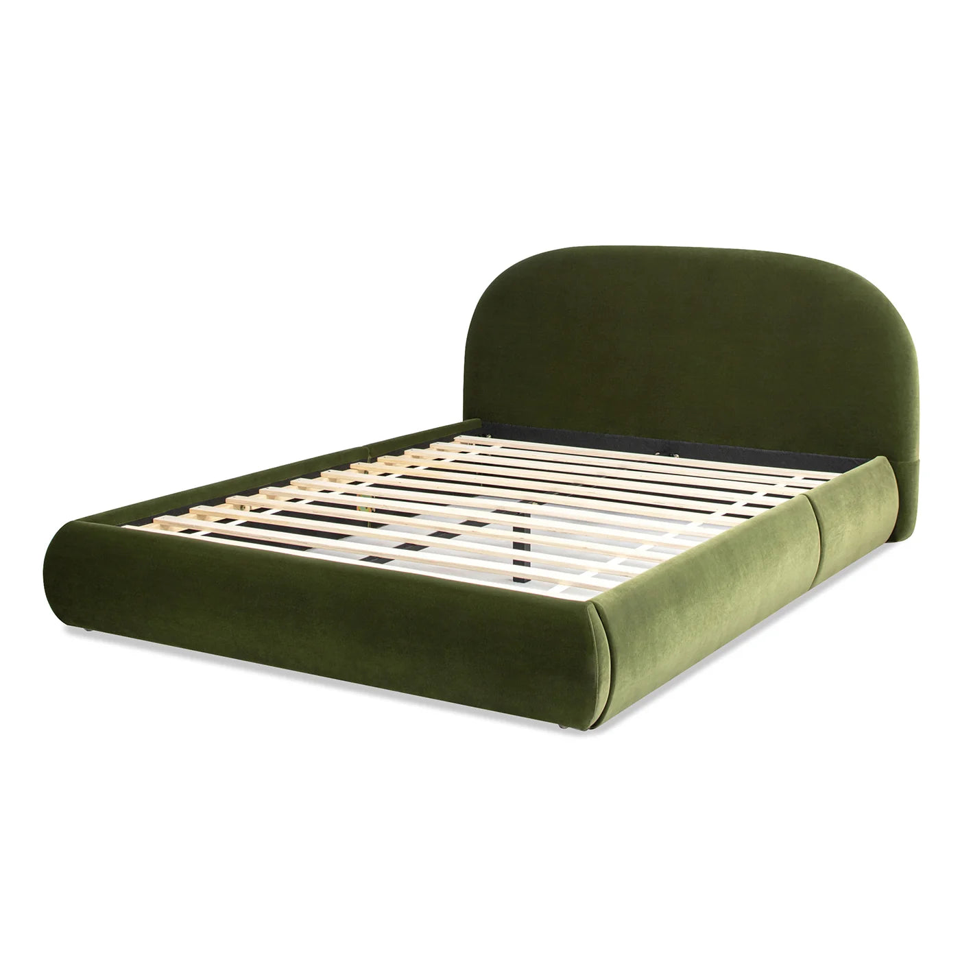 Luxury Modern Olive Green Upholstered Bed European Style for Villa