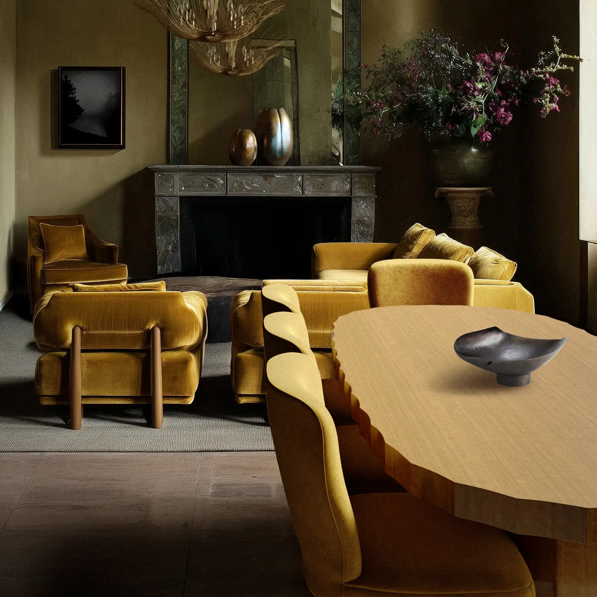 Luxury Modern Ondara Oblong Dining Table European Style for Villa