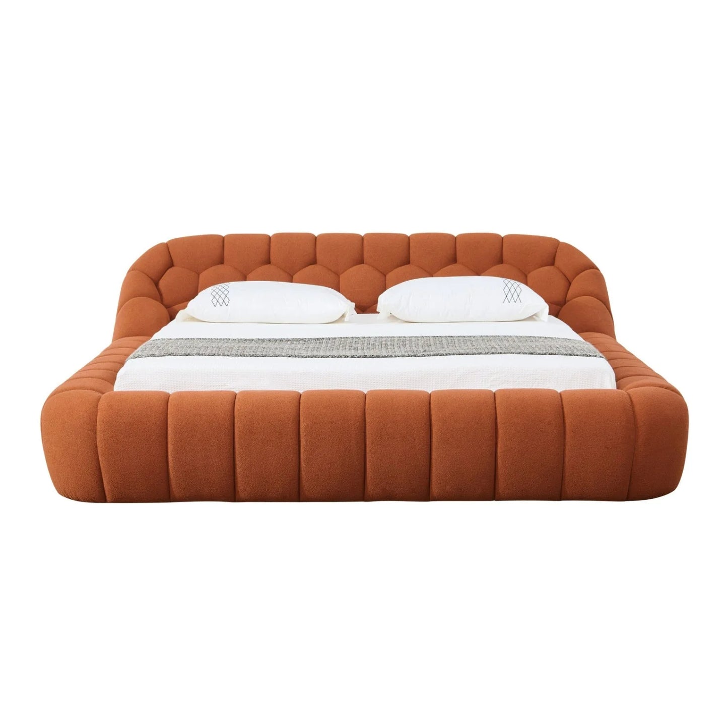 Luxury Modern Orange Hexagonal Tufted Bed European Style for Villa