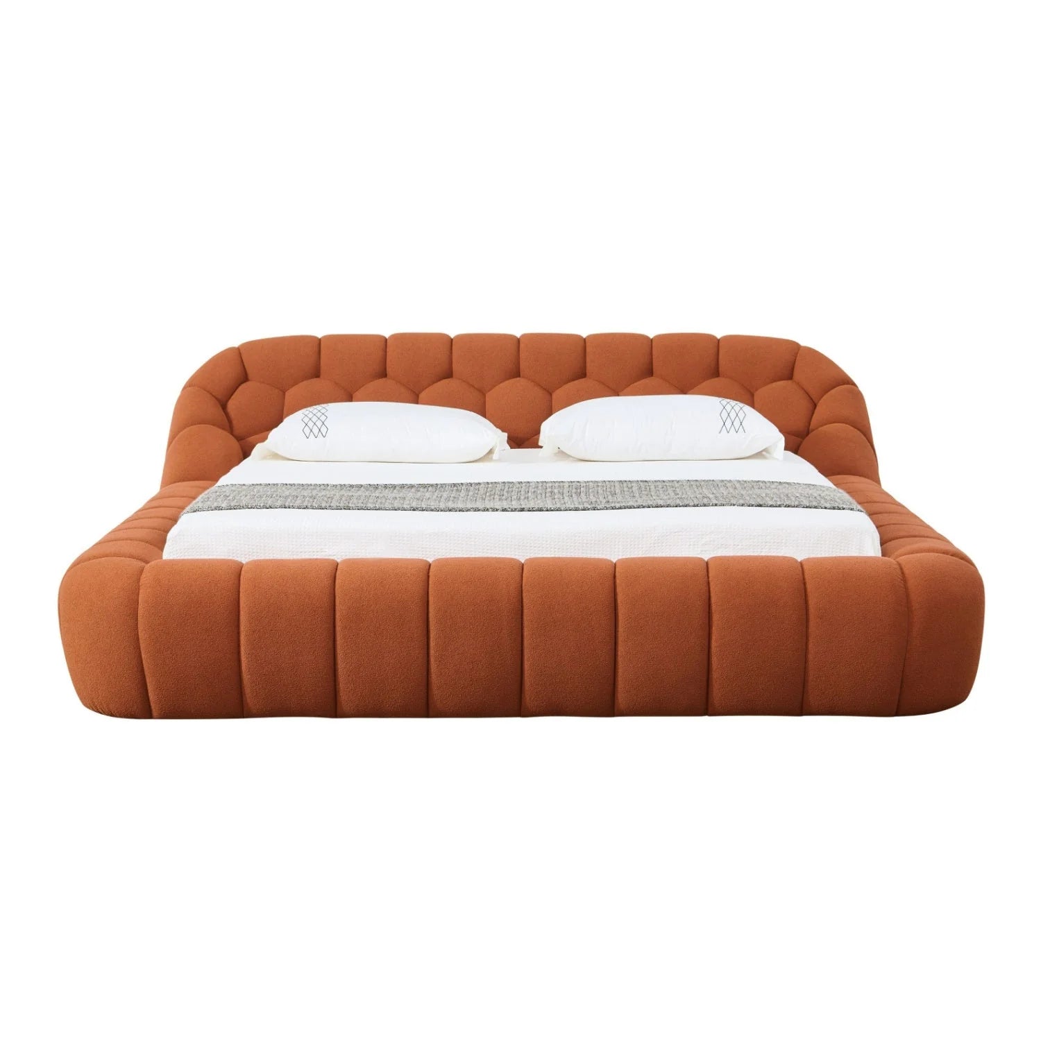 Luxury Modern Orange Hexagonal Tufted Bed European Style for Villa