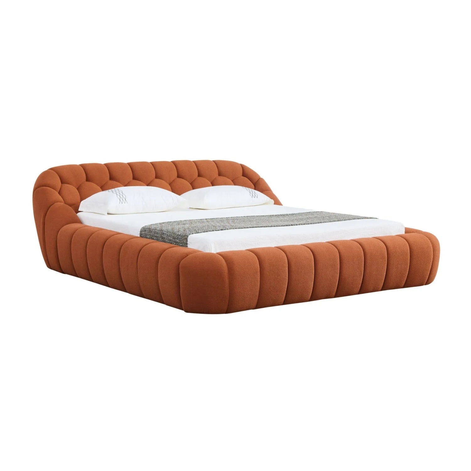 Luxury Modern Orange Hexagonal Tufted Bed European Style for Villa