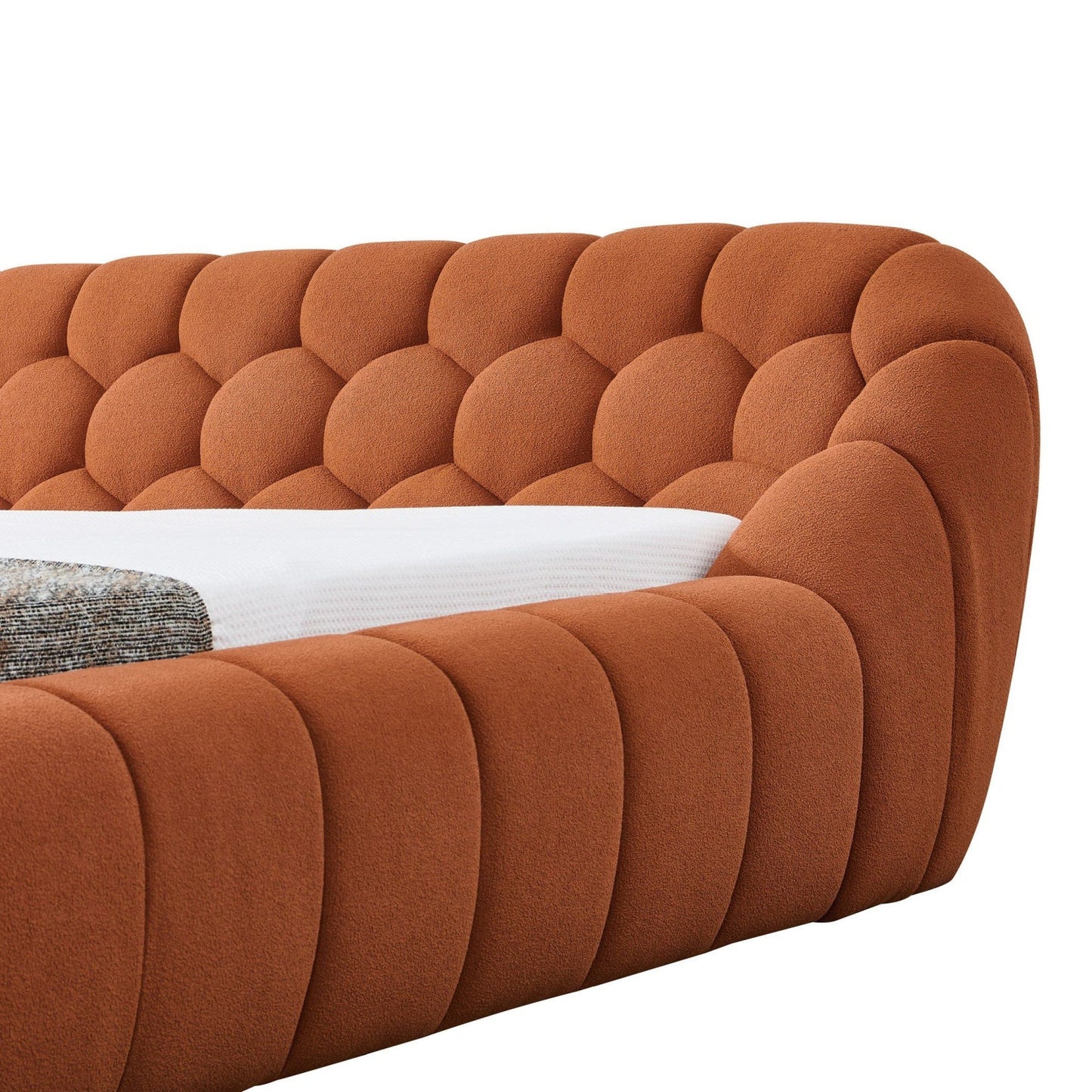 Luxury Modern Orange Hexagonal Tufted Bed European Style for Villa