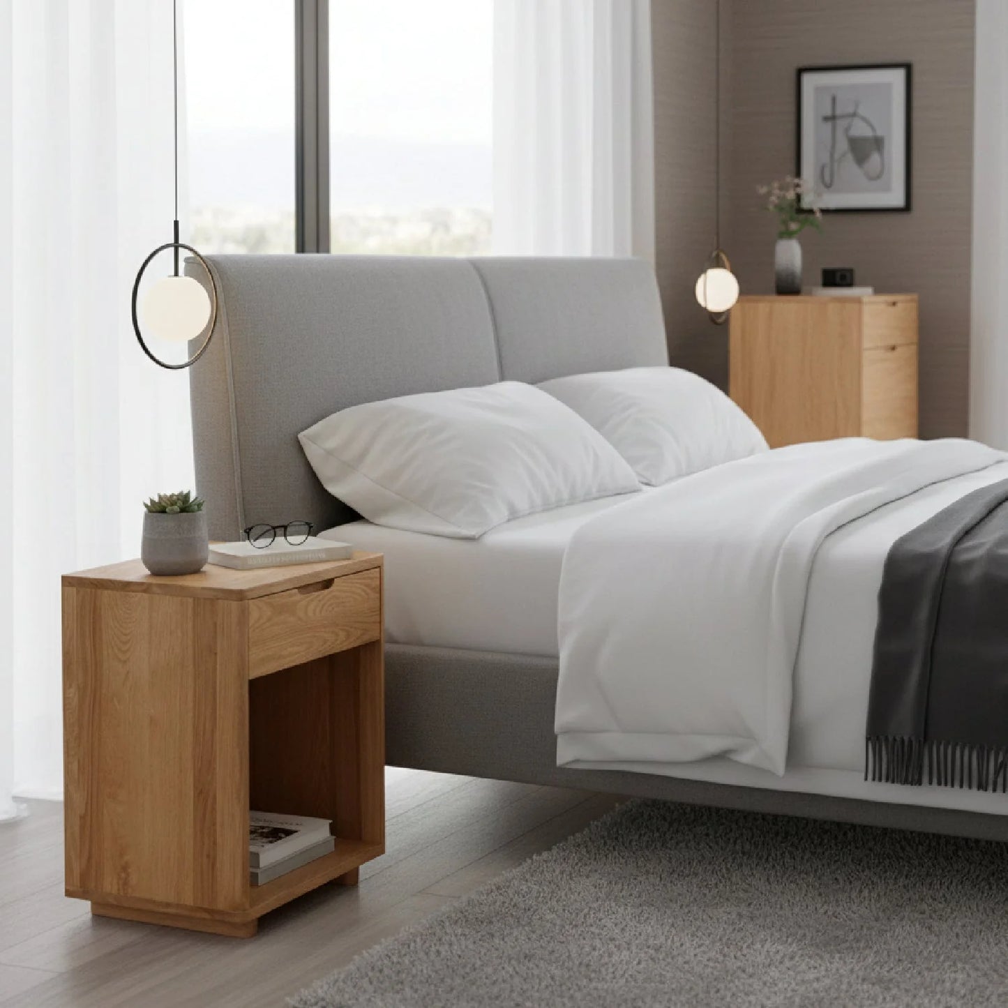 Luxury Modern Osamu 1-Drawer Nightstand European Style for Villa