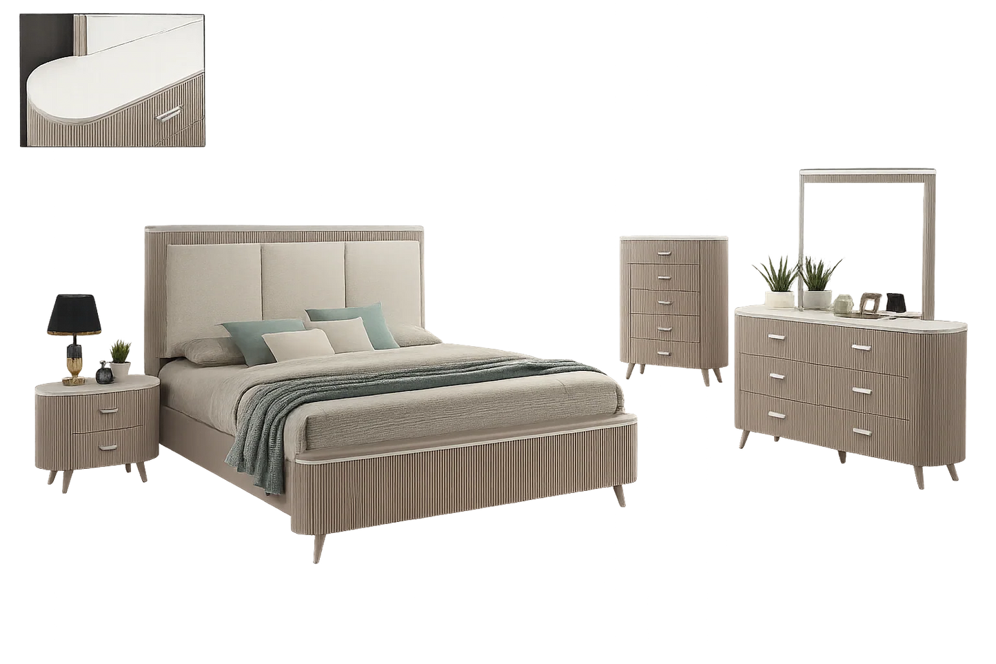 Luxury Modern Oval Bedroom Set European Style for Villa