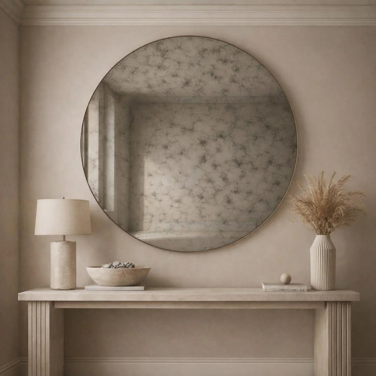 Luxury Modern Oxide Dusk Round Mirror European Style for Villa
