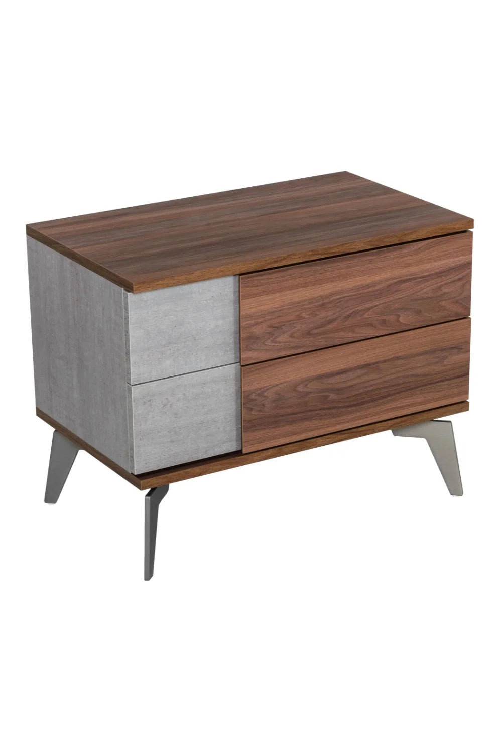 Luxury Modern Palermo Concrete Walnut Nightstand European Style for Villa