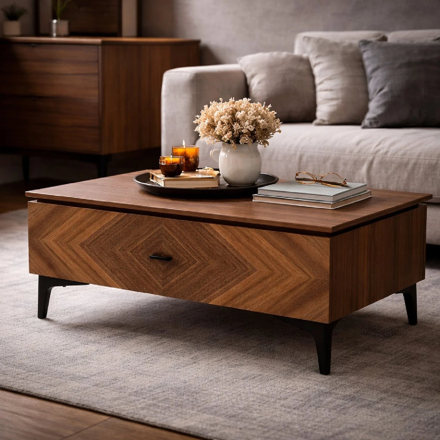 Luxury Modern Paula 1-Drawer Nightstand European Style for Villa